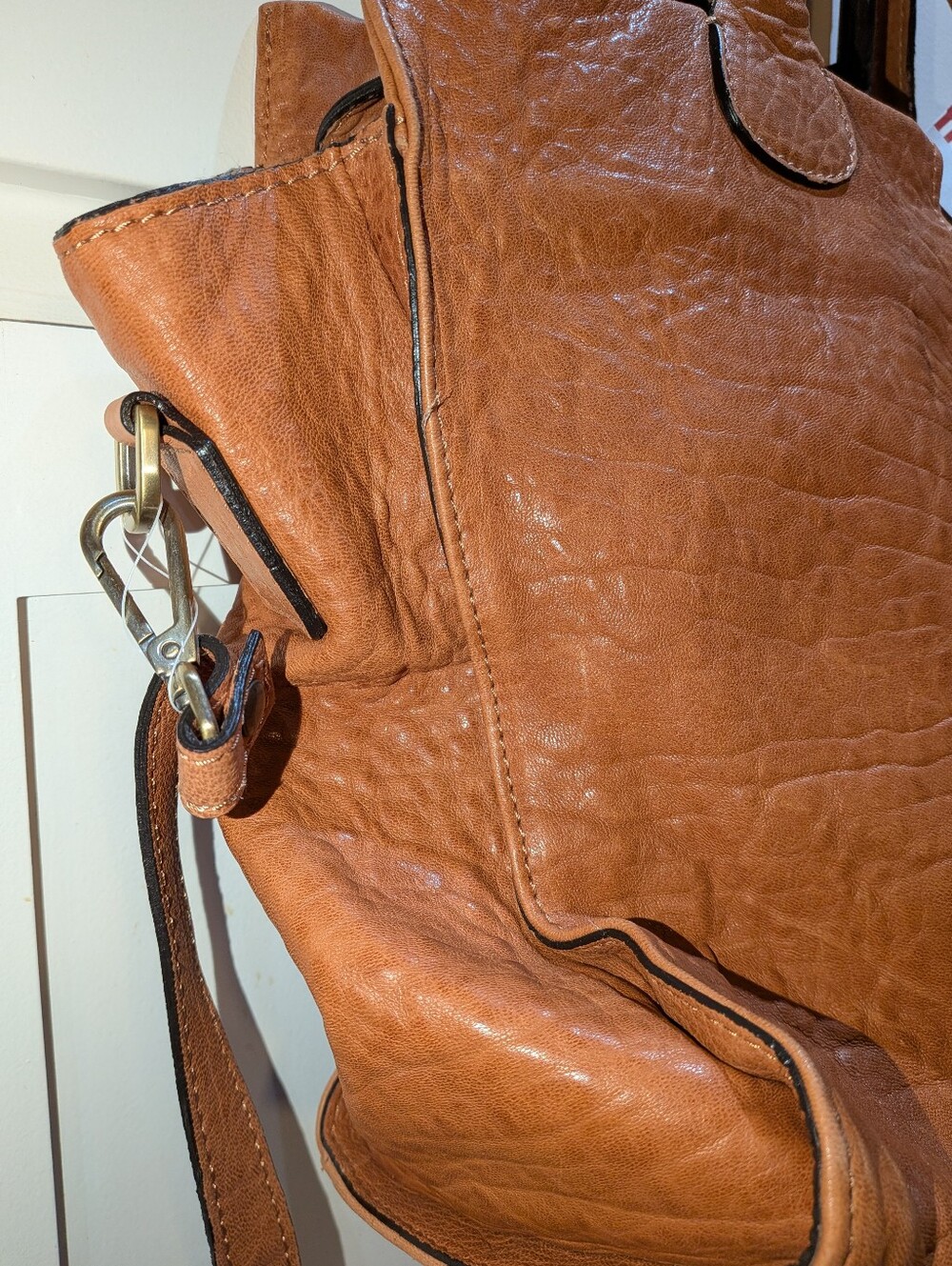 Maxon Collection Nappa Texas Leather Shoulder Bag Col. Chivas Camel NWT - Picture 10 of 12